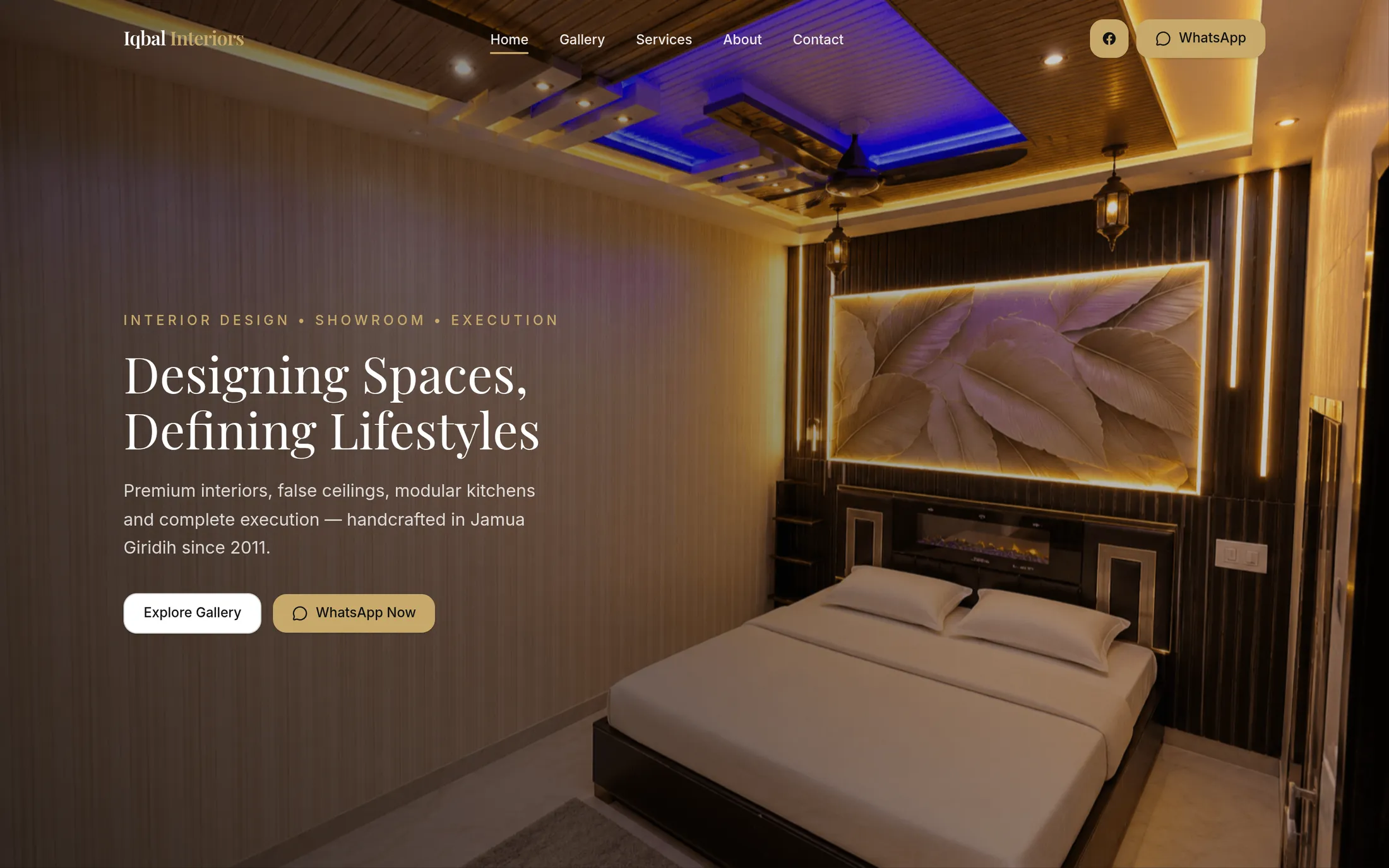 Iqbal Interiors website — desktop view
