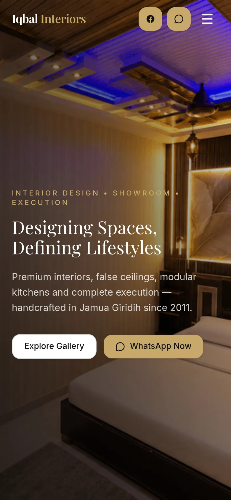 Iqbal Interiors website — mobile view